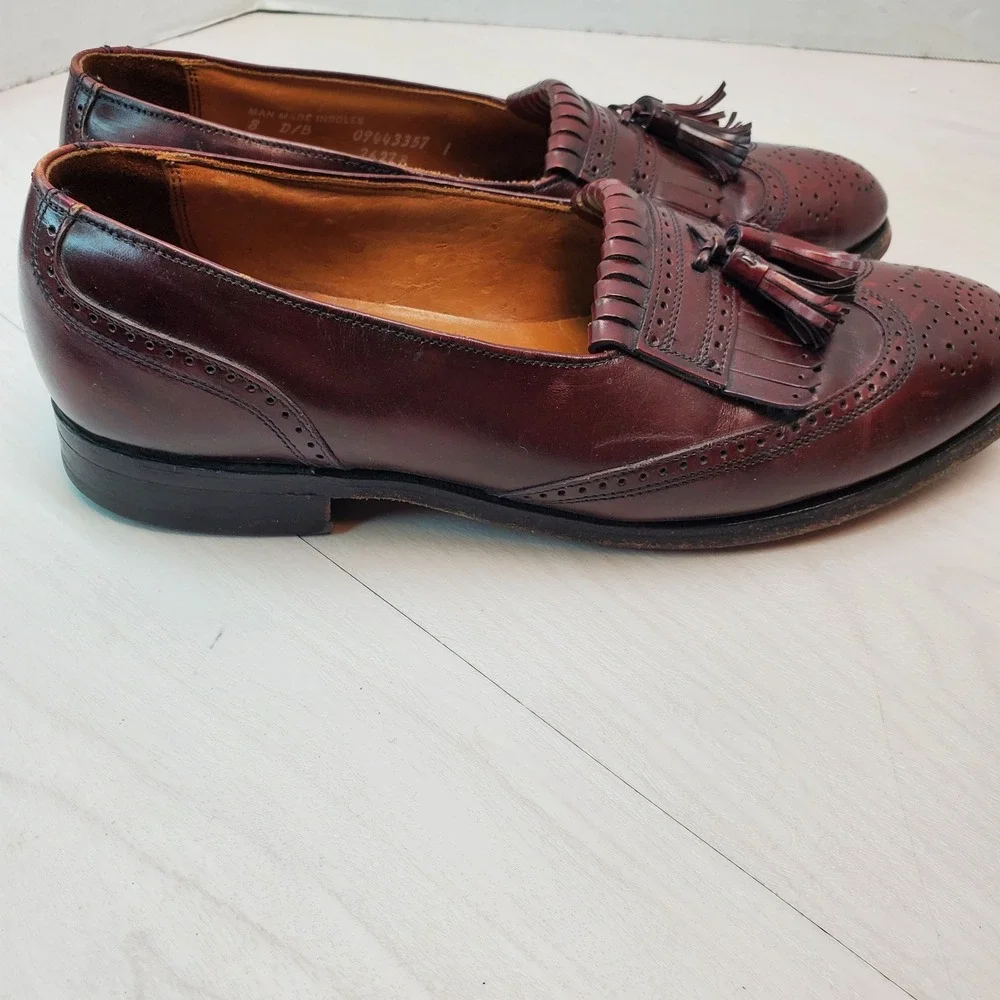 Bostonian Mens Burgundy Leather Tassel Wingtip‎ Loafer Dress Shoes Size 8 D B